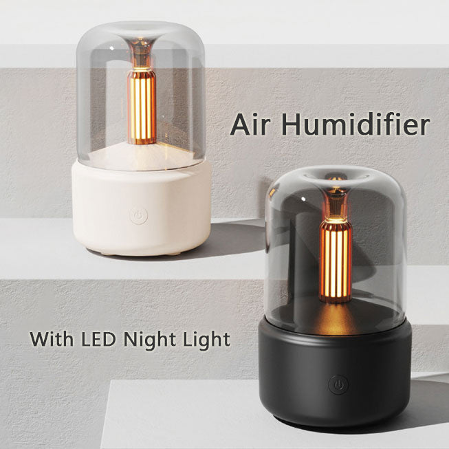 Atmosfer Işığı Nemlendirici Mum Işığı Aroma Difüzör Taşınabilir 120ml Elektrikli USB Hava Nemlendirici Serin Mist Maker Sisleyici 8-12 Saat LED Gece Lambası ile