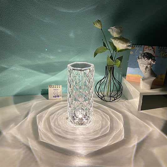 İskandinav kristal lamba USB masa lambaları yatak odası dokunmatik karartma atmosfer elmas gece lambası gül projektör lambası dekor
