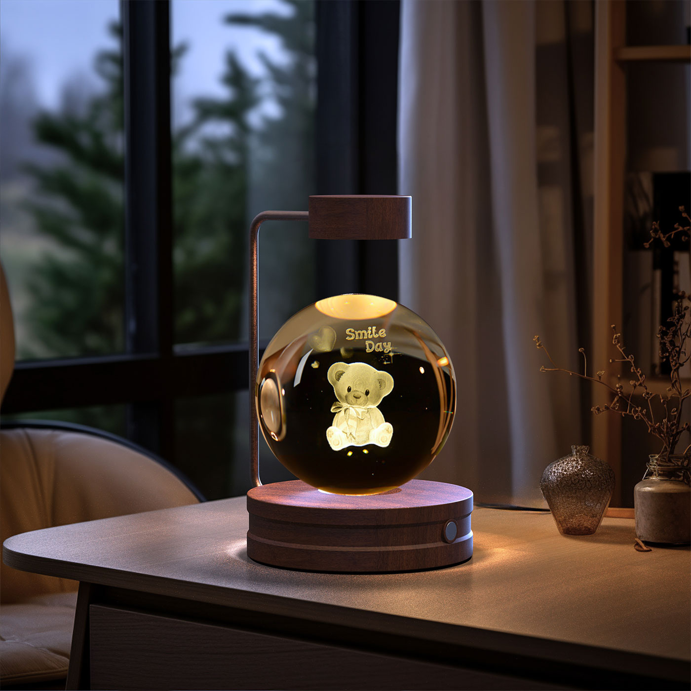 Kristal Top Kozmik Dinozor Kapalı Gece Lambası USB Güç Sıcak Başucu Işık Doğum Günü Hediyesi Gece Lambası