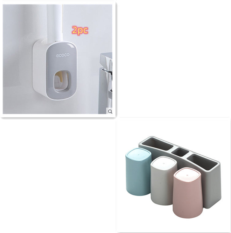 Duvara Monte Otomatik Diş Macunu Tutucu Banyo Aksesuarları Seti Dispenseri